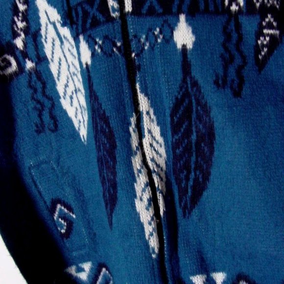 Vtg Yari Artesanias Tribal Native Indian Hippie Blue Wool Sweater Sz M - Picture 3 of 7